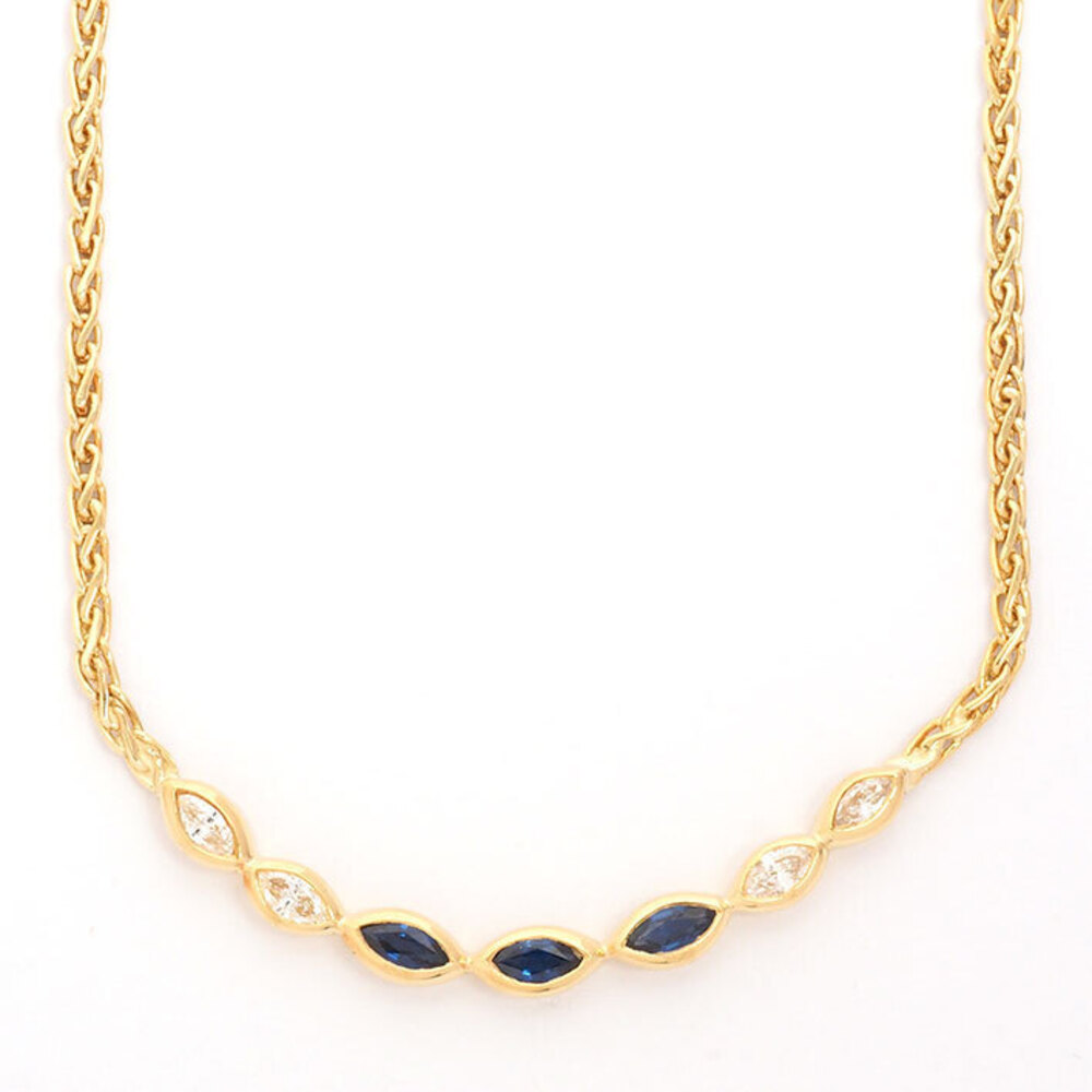 Tiffany Sapphire Diamond Necklace Yellow Gold